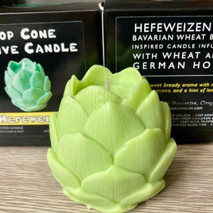 Hop Cone Shaped Candle - Hop Candle - Craft Beer Scented Candle - Beer Candle
