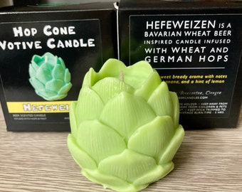 Hop Cone Shaped Candle - Hop Candle - Craft Beer Scented Candle - Beer Candle