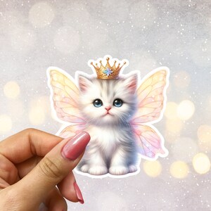Fairy Kitty Fantasy: Adorable Cat with Wings Sticker - Whimsical sticker for Cat and Lovers