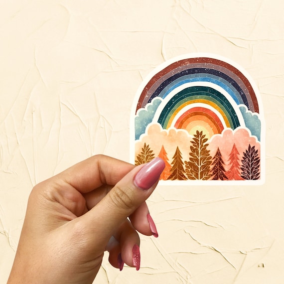 Boho Rainbow Sticker: Nature Decor, Gift for mom, best friend, sister, girls, BFF, bestie. Stocking Stuffer, Laptop Sticker, Phone Sticker