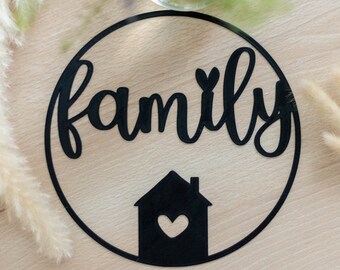 Fensterdeko zum Hängen Fensterhänger family Fensterkranz 3d Weihnachtsgeschenk Türschild Familie Geschenk Geburtstag Hochzeit Einweihung