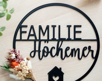 Türschild personalisiert Türdeko mit Namen Türkranz personalisierbar Namensschild Haustür modern Türschild Familie Einweihungsgeschenk Ideen