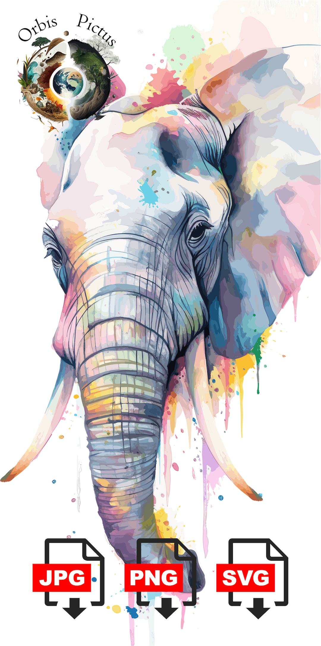 Elephant PRINTABLE WALL ART Abstract Colorful Art Instant Download ...