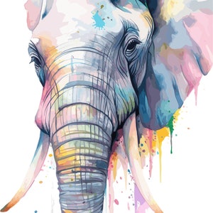 Elephant PRINTABLE WALL ART Abstract Colorful Art Instant Download ...