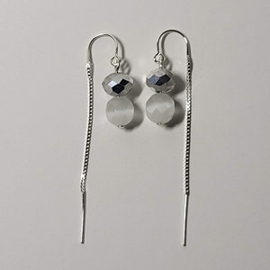 Silver Drop Threader Earrings