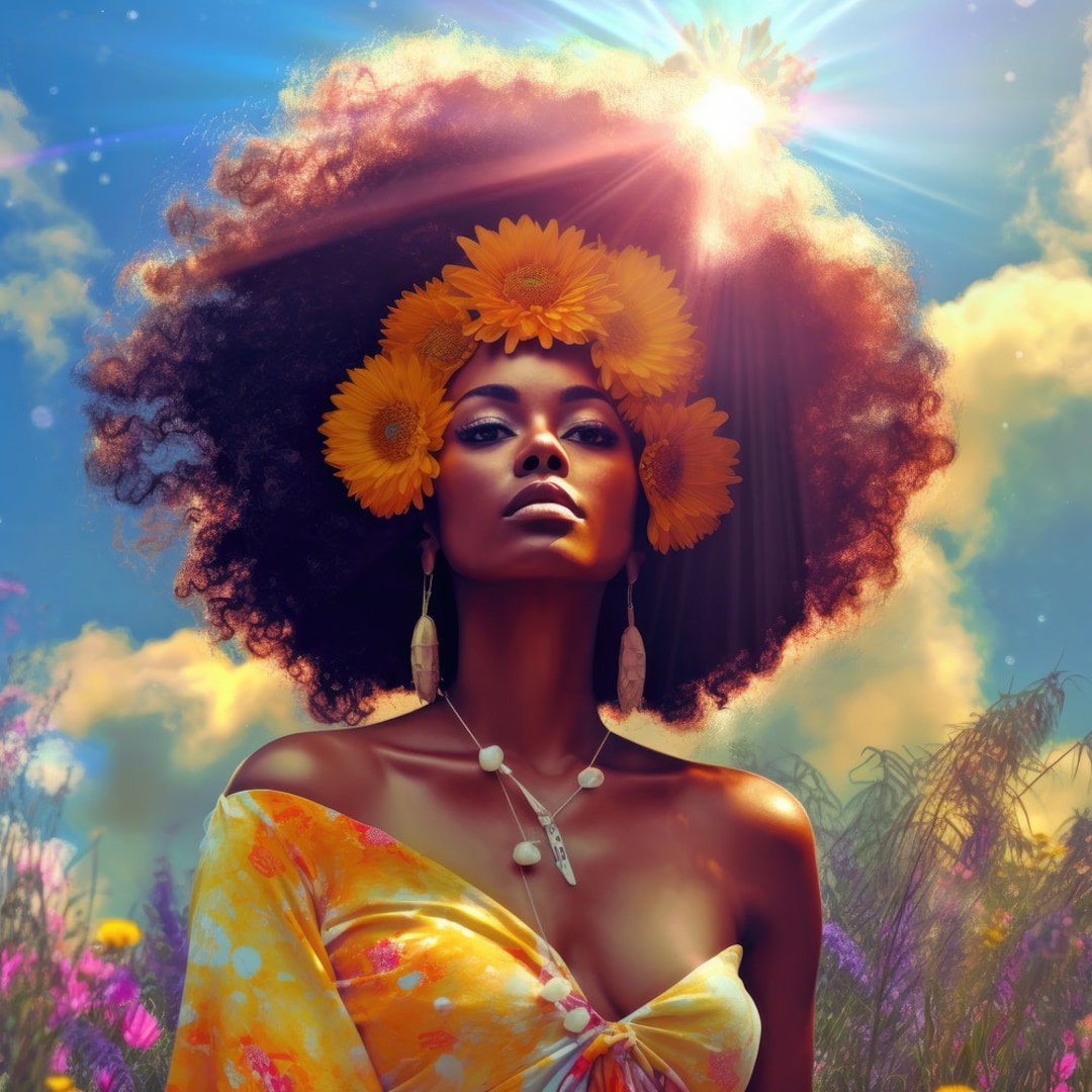 Sunkissed Black Women With a Afro With a Sunflower Crown - Etsy