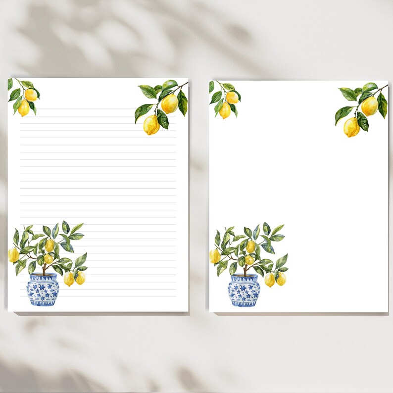 Summer Writing Paper Printable Lemon Letter Stationery Watercolor Paper ...