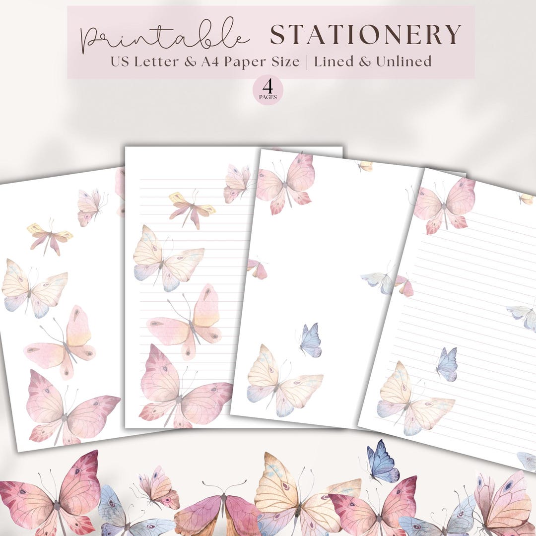 Butterfly Printable Stationery Nature Writing Paper Wildlife Letter ...