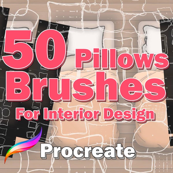 Procreate 50 Pillow Brushes for Interior Design - Digital Brush Set