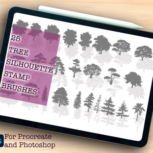 25 Tree Silhouette Brushes for Architectural Design - Digital Brush Set for Procreate / Photoshop