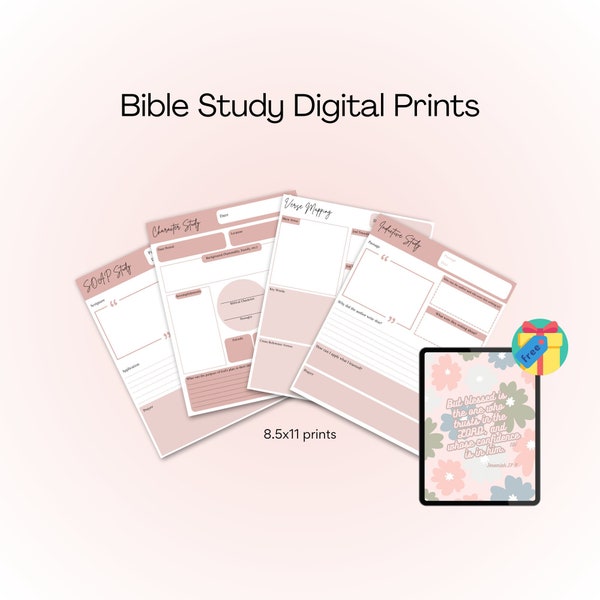 Bible Study Template | Bible Study Prints | Bible Study Worksheet | SOAP | Inductive Study | Character Study | Verse Mapping
