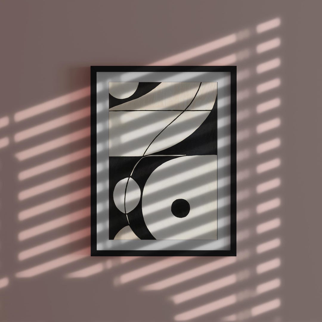 Minimalist Abstract Black and White Painting - Geometric Art on Canvas ...