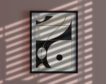 Minimalist Abstract Black and White Painting - Geometric Art on Canvas - Modern Wall Decor