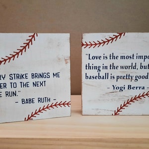 Baseball Yogi Berra Babe Ruth quote wood shelfie sign