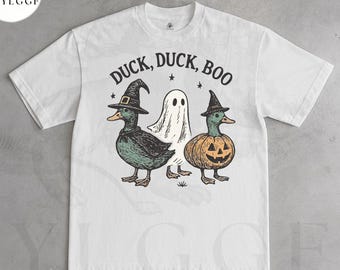 Duck Duck Boo Shirt Funny Halloween Duck T-Shirt, Cute Spooky Animal Tee, Witch Duck & Ghost Pumpkin Shirt, Fall Halloween Graphic Tee