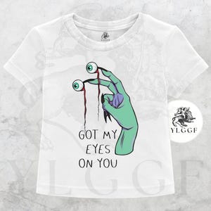 Got My Eyes On You Baby Tee, Spooky Cute Halloween Crop Top, Gothic Monster Hand Shirt, Funny Creepy Flirty Tee, Alternative Y2K Top