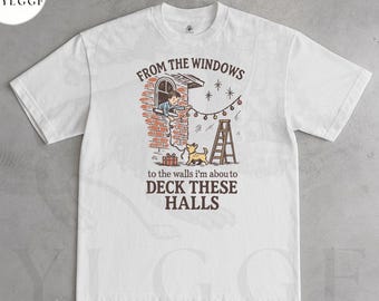 Funny Christmas T Shirt, Deck These Halls Shirt, Holiday Graphic Tee, Vintage Christmas Shirt, Xmas Humor Gift
