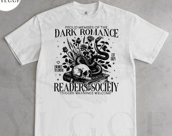 Dark Romance Readers Society T Shirt Gothic Book Lover Shirt Booktok Romance Tee Spicy Books Reader Gift