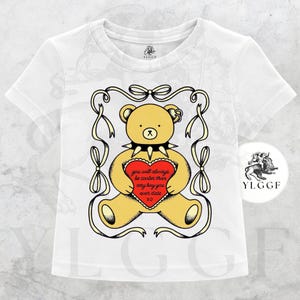Cute Punk Bear Baby Tee Edgy Aesthetic Crop Top for Girls | Y2K Coquette Graphic Shirt | Baddie Soft Grunge Outfit | Gift for Her