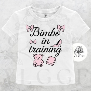 Bimbo in Training Baby Tee Cute Y2K Aesthetic Crop Top, Soft Girl Coquette Bimbo Shirt, Pink Graphic Tee for Women & Teens