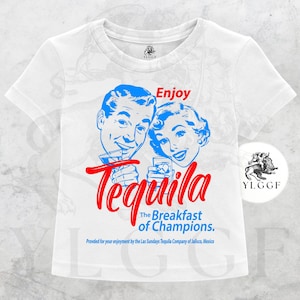 Retro Tequila Baby Tee Funny Pop Art Crop Top for Women Enjoy Tequila Breakfast of Champions Shirt Y2K Bimbo Aesthetic Tee