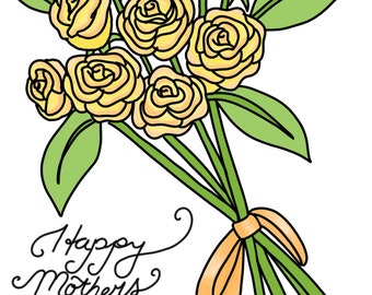 Floral Mother's Day Card - Yellow Roses