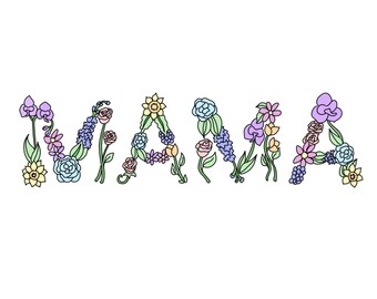 Tarjeta floral del Día de la Madre "Mamá" - Descargar