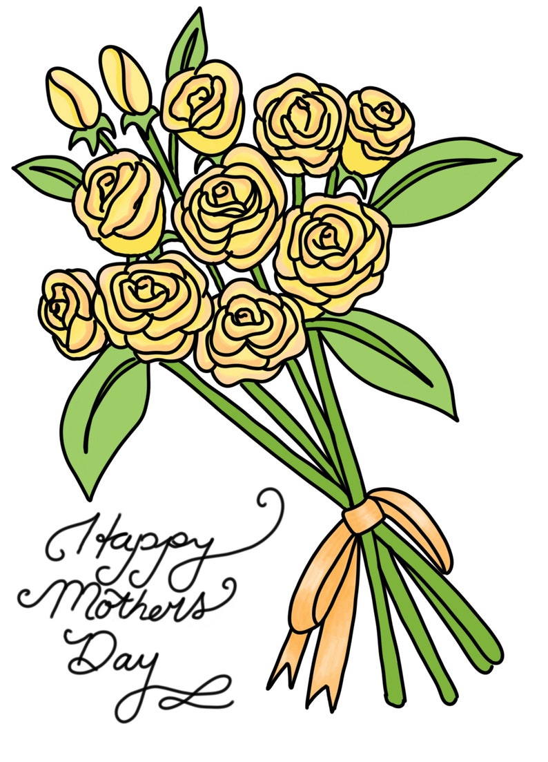 Floral Mother's Day Card Yellow Roses image 1