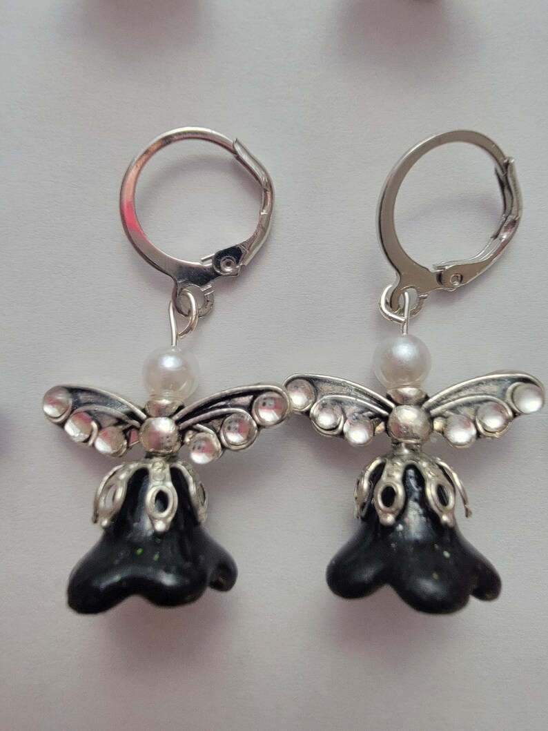 Angel Earrings Zwart