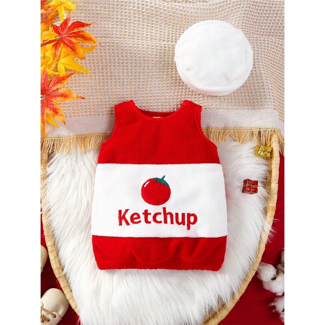 2 Pcs Infant Baby Red Ketchup Tomato Sauce Costume With Hat Etsy