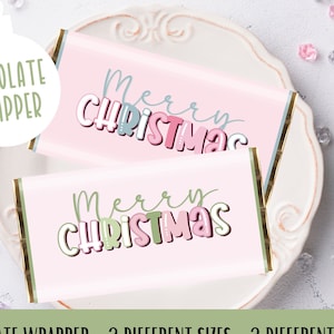 Frohe Weihnachten Schokoladentafel Etikett, Candy Bar Geschenk Etikett, Geschenkidee für Sie, Rosa Weihnachten