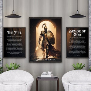 Full Armor of God, Spiritual Warfare, Scripture Wall Art, Set of 3, Christian Wall Art, Warrior Wall Art, Wall Art Decor, Faith Journey Pray
