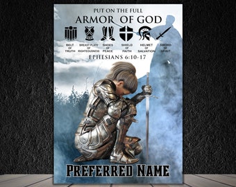 Personalized Armor of God Digital Download, Put on full Armor, Ephesians 6:10-18, Faith Unlocked, Gift Idea, Armour of God Spiritual Warfare