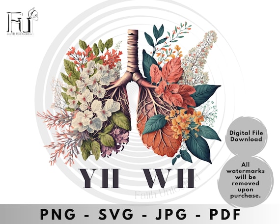 YHWH svg, png, jpeg, pdf, Christian Clip Art, YAHWEH Print Download, Christian YHWH, Faith Journey, Breath of Life, Gift Idea, flowers lungs