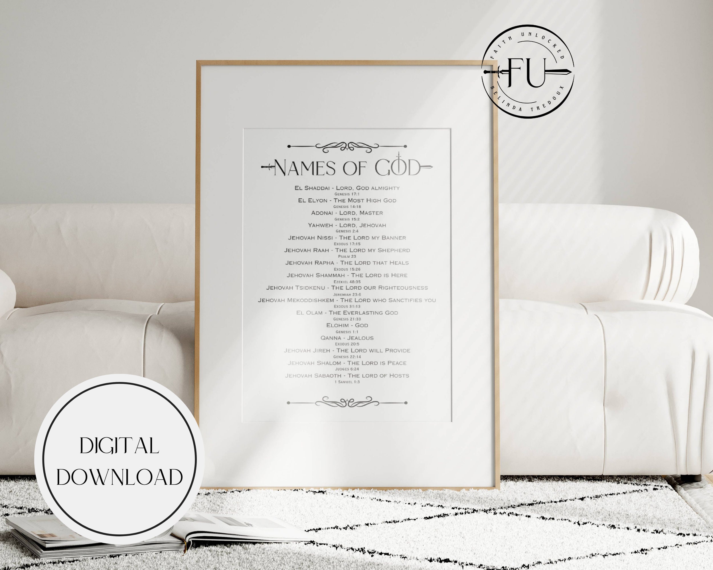 Names of God Wall Art / Office Study Home Wall Art / Poster Gift Idea ...