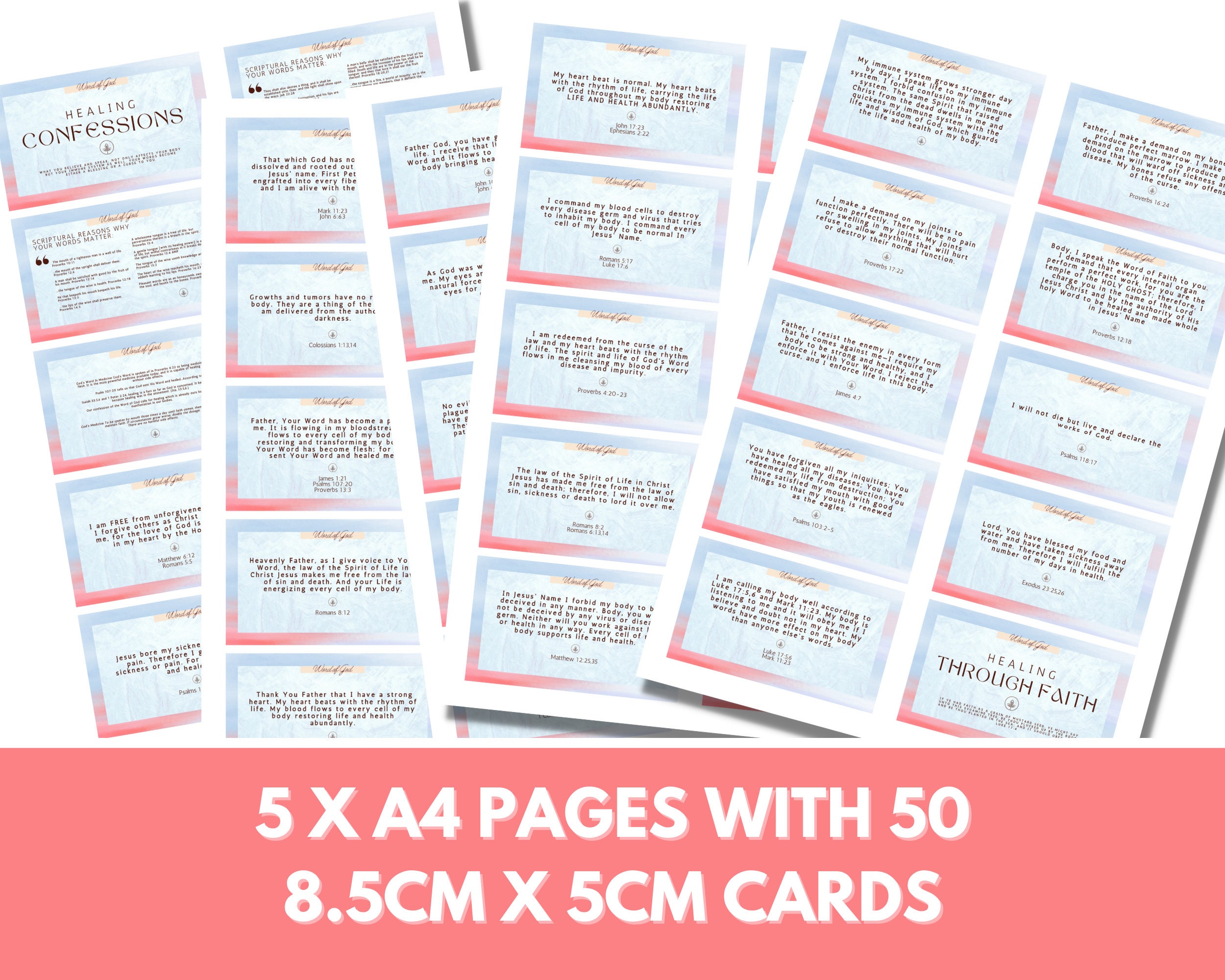 50 Healing Confession Cards With Scripture Reference / Affirmations ...