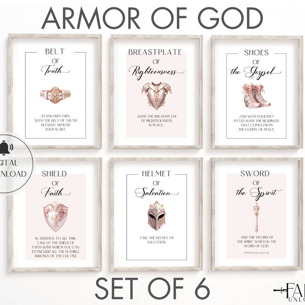 Armor of God, Ephesians 6, Christian Gallery Wall Art, Printable Wall Art, Modern Christian Art, Scripture Wall Art, Armour of God, Gift It