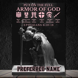 Personalized Armor of God Digital Download, Put on Full Armor, Ephesians 6:10-18, Gift Idea, Wall Art, Book Cover, Armour of God, Warfare