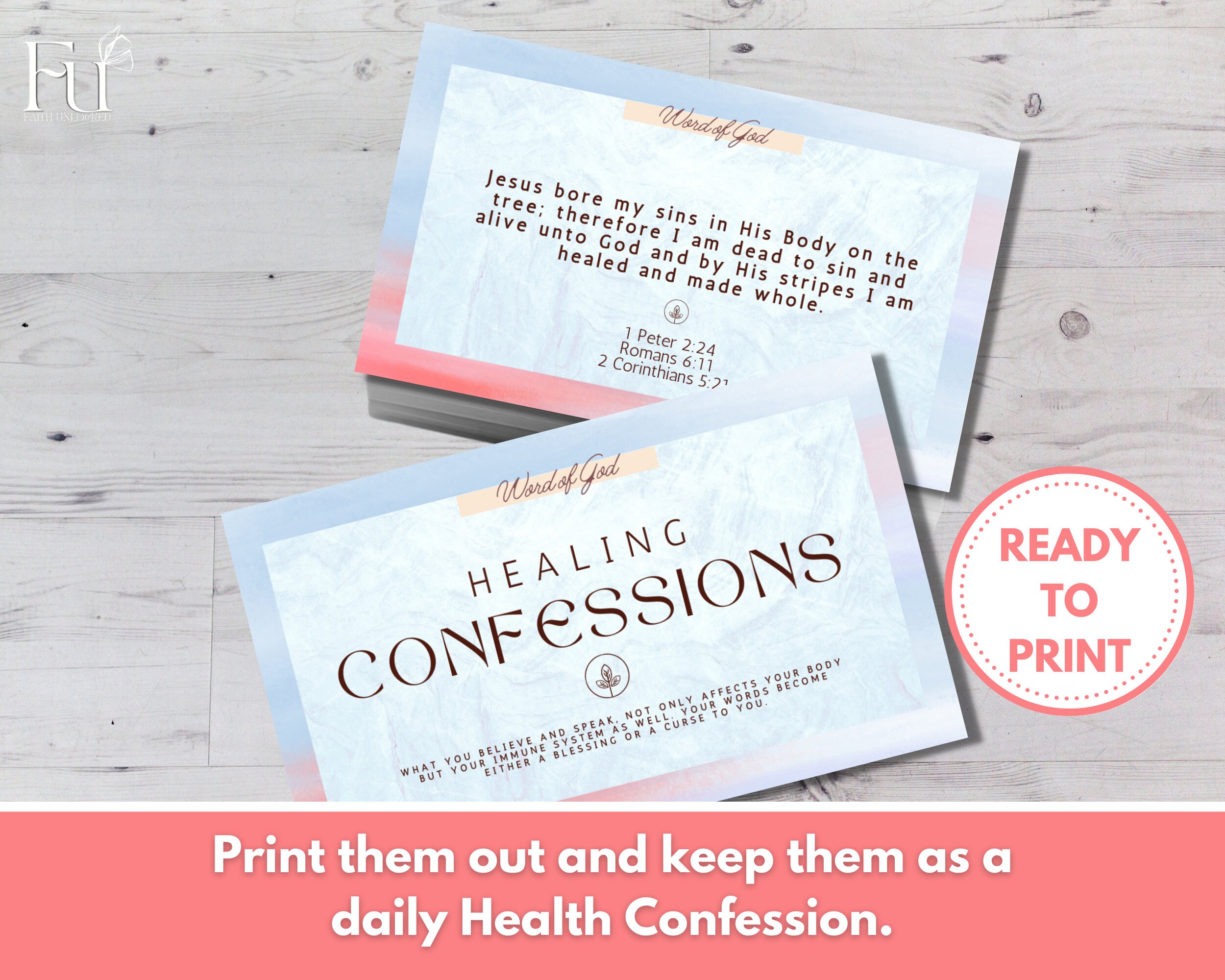 50 Healing Confession Cards With Scripture Reference / Affirmations ...