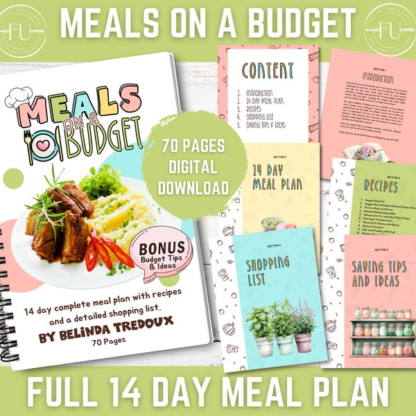 Meals on a Budget / Food Saving Tips & Ideas / Recipes / 14 Day Meal Plan /Budget Meals / Instant Download / Shopping List / Meal Plan /Save