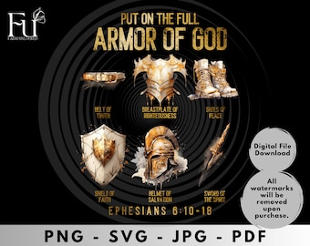 Ta på dig Guds fulla rustning svg, guld png, jpg bibelsvg, bibelcitat svg, bibelvers svg, flickacitat svg pojkecitat svg, efesierbrevet 6