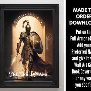 Personalized Armor of God Digital Download, Put on full Armor, Ephesians 6:10-18, Faith Unlocked, Gift Idea, Armour of God Spiritual Warfare