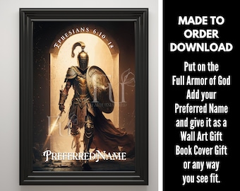 Personalized Armor of God Digital Download, Put on full Armor, Ephesians 6:10-18, Faith Unlocked, Gift Idea, Armour of God Spiritual Warfare