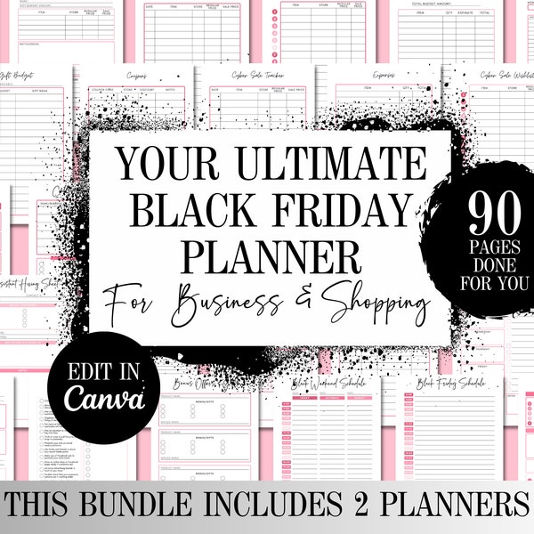 Black Friday Planner, Cyber Monday Planner, Business Sales Planner, Social Media Planner, Shopping Planner, Black Friday Goal Setting Digita