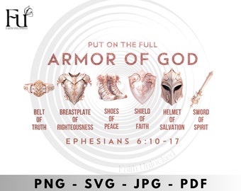 Full Armor of God svg, Rose Gold png, jpg scripture svg, Bible Quote svg, Bible verse svg, Girl Quote svg Boy Quote svg Cut Files for Cricut