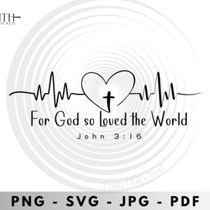 For God so loved the world, John 3v16, Only begotten Son Jesus Christ, Easter, PNG, SVG, JPEG, Pdf files, Art and Craft Projects, Christian,