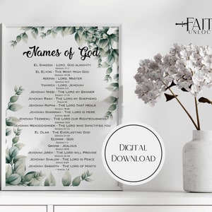 Names of God wall art / office study home wall art / poster gift idea / Christian gift / Bible Names of God / Modern minimalist wall art