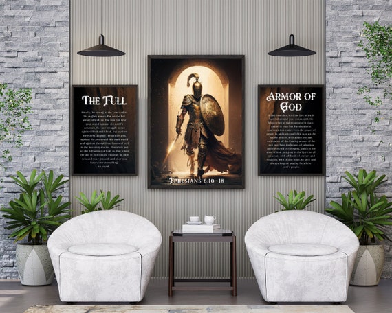 Full Armor of God, Spiritual Warfare, Scripture Wall Art, Set of 3, Christian Wall Art, Warrior Wall Art, Wall Art Decor, Faith Journey Pray