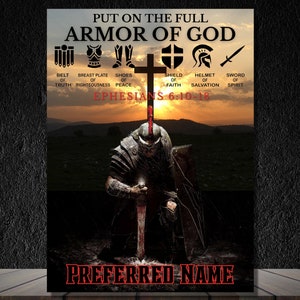 Personalized Armor of God Digital Download, Put on Full Armor, Ephesians 6:10-18, Gift Idea, Wall Art, Book Cover, Armour of God, Warfare
