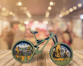 3D Layered Wood Art, Bike, Mountain Bike, Bicycle